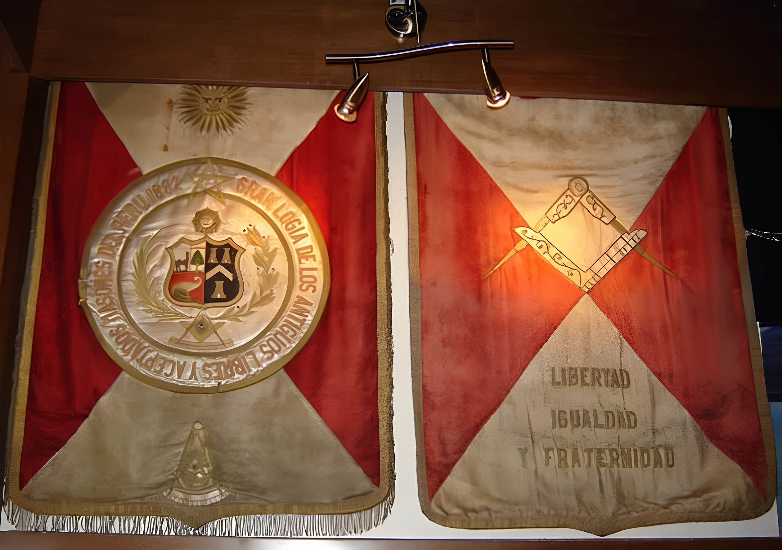 La sala más antigua del Gran Museo — preserva estandartes, alegorías a los inicios de la masonería y medallas distintivas de las 175 Logias integrantes de la Gran Logia del Perú.
